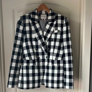 COURT & ROWE  Textured Gingham Black/White Cotton Blend Blazer